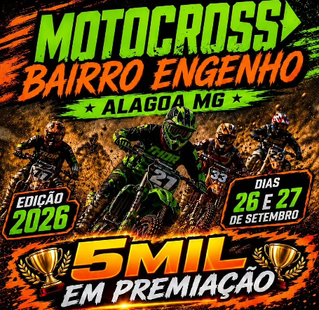 Pilotos de motocross no cartaz de um evento em Alagoa