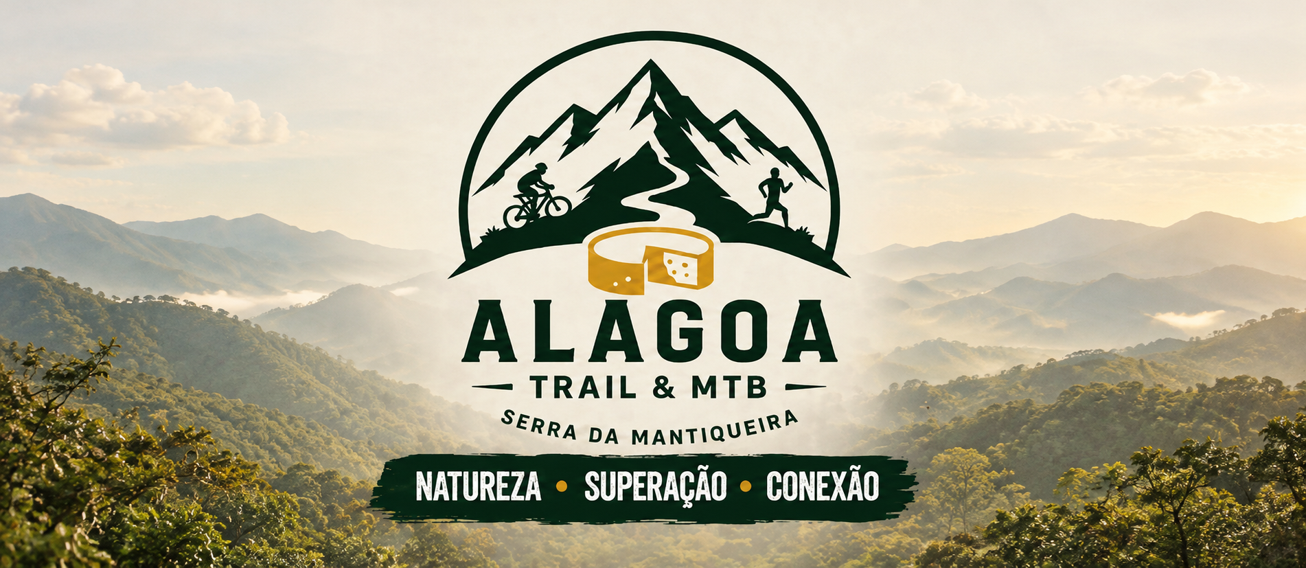 Identidade visual Alagoa Trail e MTB ampliada com paisagem da Mantiqueira